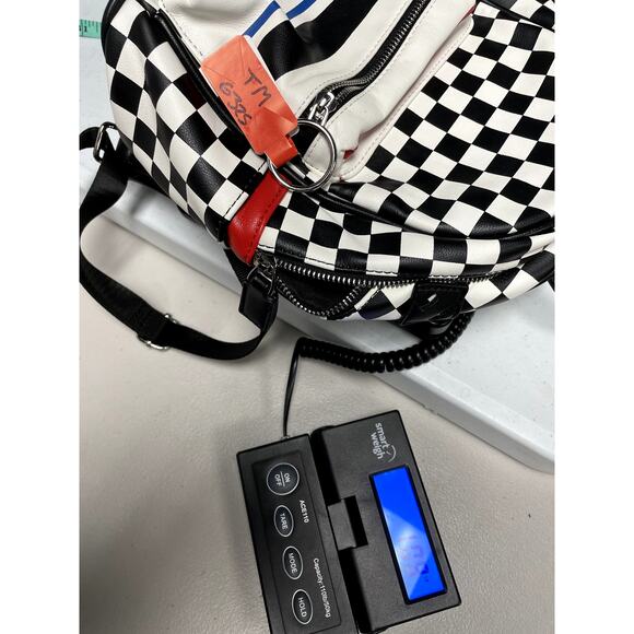 LIKE DREAMS Checkered Mini Backpack Travel School Campus in Black and White - Picture 10 of 10